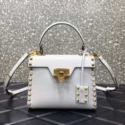 Valentino Garavani Rockstud Alcove white leather tote bag - 1