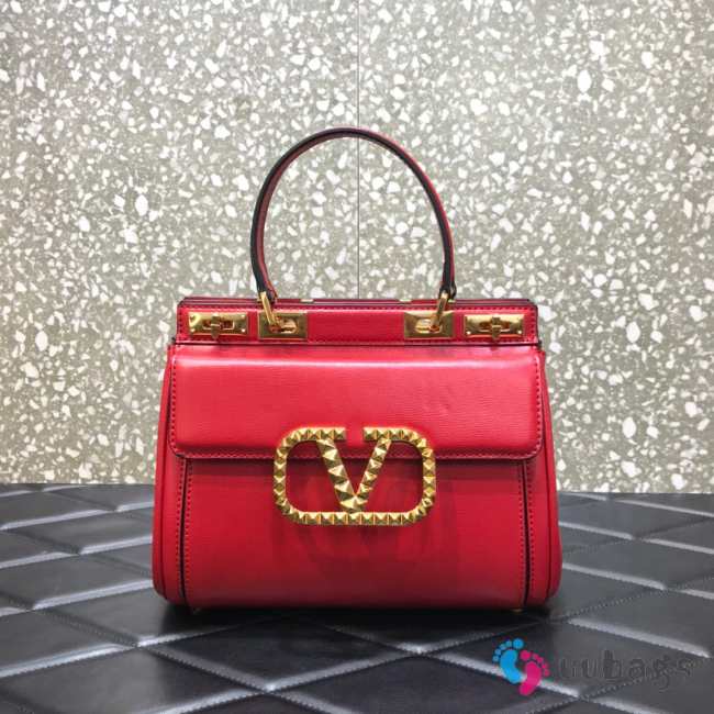 Valentino Garavani Small Rockstud Alcove Red Leather Bag - 1