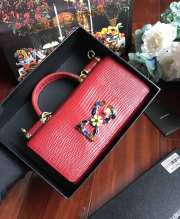 D&G calfskin crystal DG logo patch red handbag - 6