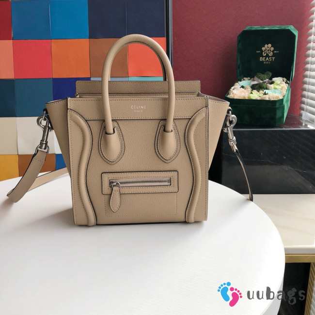 Celine nano luggage grain leather beige 20cm - 1