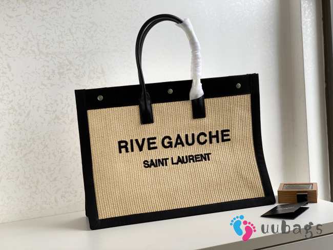 YSL black in raffia shopping bag  - 1