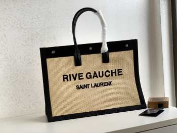 YSL black in raffia shopping bag 