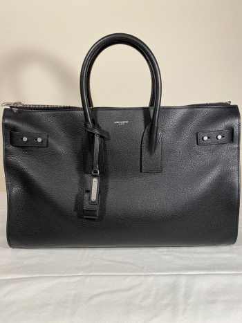 YSL Saint Laurent Grained Calfskin Sac De Jour Souple Duffle black 43cm