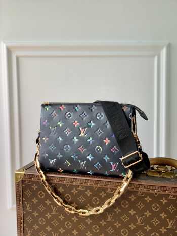 Louis Vuitton Coussin Black Color Printing Lamskin M21353 26cm