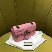 Gucci marmont matelasse mini bag 446744 in pink 16.5cm - 3