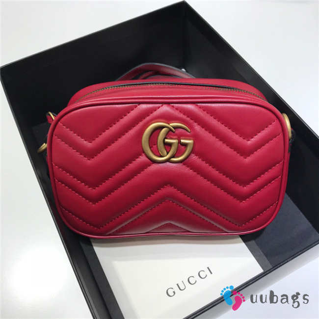 GG marmont matelasse mini bag 448065 in red 16.5cm - 1