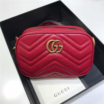 GG marmont matelasse mini bag 448065 in red 16.5cm