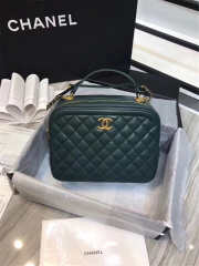 Chanel Vanity Case cowhide leather dark green A57906 - 1