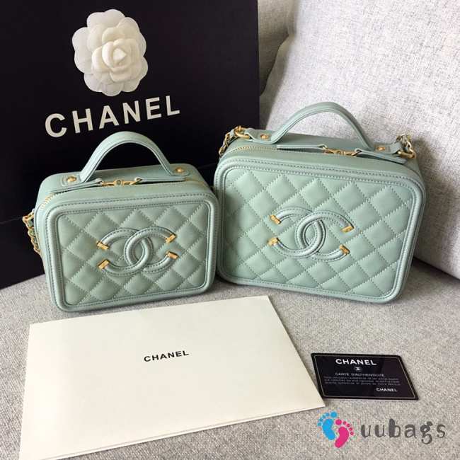 Chanel Vanity Case cowhide leather Mint Green  - 1