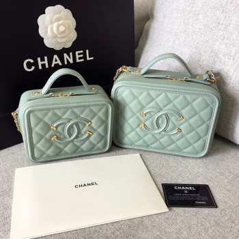 Chanel Vanity Case cowhide leather Mint Green 