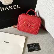 Chanel Vanity Case cowhide leather red 20x21x9cm,16x17x8cm - 3