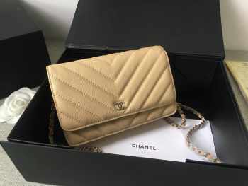 Chanel woc mini bag brown silver chain 33814 19×12.5×4 cm