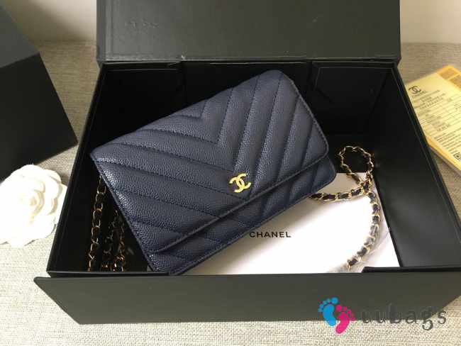 Chanel woc mini bag dark grey gold chain 33814 19×12.5×4 cm - 1