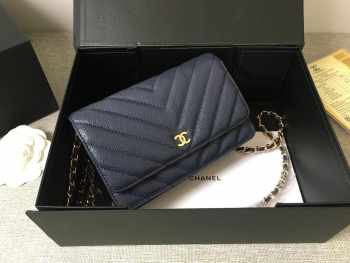 Chanel woc mini bag dark grey gold chain 33814 19×12.5×4 cm