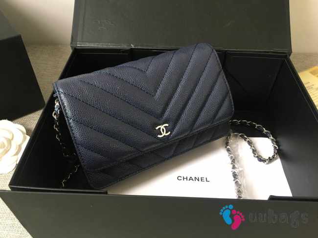 Chanel woc mini bag dark grey silver chain 33814 19×12.5×4 cm - 1