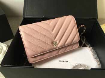 Chanel woc mini bag pink silver chain 33814 19×12.5×4 cm