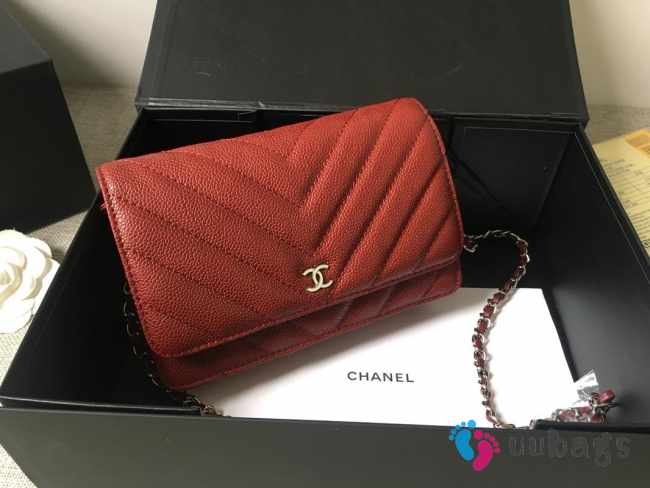 Chanel woc mini bag red silver chain 33814 19×12.5×4 cm - 1