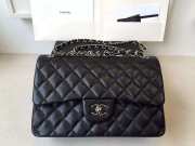 Chanel Flap Bag Caviar black color silver Buckle damond plaid 20cm - 1