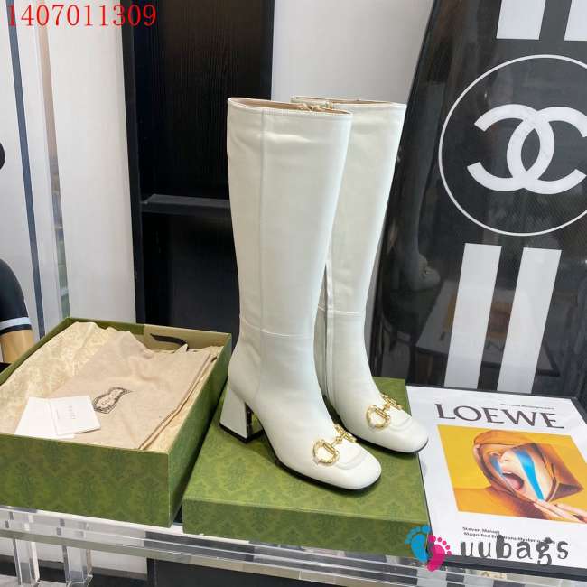 Gucci high boots sheepskin white and black high heels 5.5-7.5cm - 1