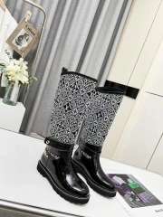 Louis Vuitton high boots patent leather black white monogram - 4