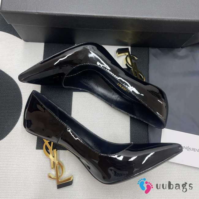 YSL heels Black Patent Leather Gold Heels - 1