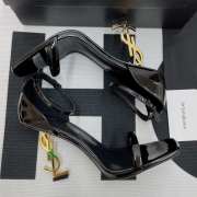 YSL Slip-on patent leather high-heeled sandals gold - 1