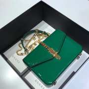 GUCCI Sylvie 1969 patent leather mini top handle bag green 589479 20cm - 3