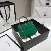 GUCCI Sylvie 1969 patent leather mini top handle bag green 589479 20cm - 2