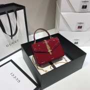 GUCCI Sylvie 1969 patent leather mini top handle bag red 589479 20cm - 3