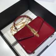 GUCCI Sylvie 1969 patent leather mini top handle bag red 589479 20cm - 2