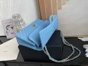 Chanel flap bag lambskin blue gold chain 25.5cm - 4