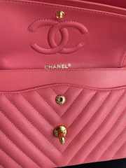 Chanel flap bag lambskin pink gold chain 25.5cm - 5