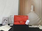 Chanel flap bag lambskin red gold chain 25.5cm - 1