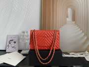 Chanel flap bag lambskin red gold chain 25.5cm - 3