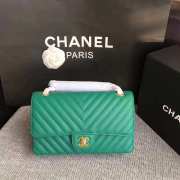 Chanel flap bag caviar apple green with gold buckle 25x15x7cm - 1