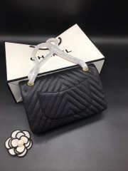 Chanel flap bag caviar black with gold buckle 25cm - 4