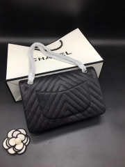 Chanel flap bag caviar black with silver buckle 25x15x7cm - 4