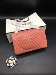 Chanel flap bag lamskin coral with gold Buckle 25x15x7cm - 2