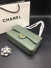 Chanel Flap Bag Caviar green color Gold Buckle 25x15x7cm - 4