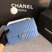 Chanel Flap Bag Caviar light blue color Gold Buckle 25x15x7cm - 5