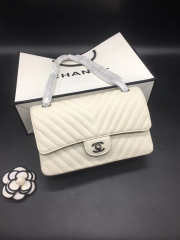 Chanel Flap Bag Caviar white color silver buckle 25x15x7cm - 3