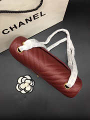 Chanel Flap Bag Caviar wine red color Gold Buckle 25x15x7cm - 3