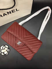 Chanel Flap Bag Caviar wine red color silver buckle 25x15x7cm - 1