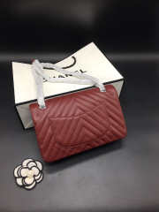 Chanel Flap Bag Caviar wine red color silver buckle 25x15x7cm - 3