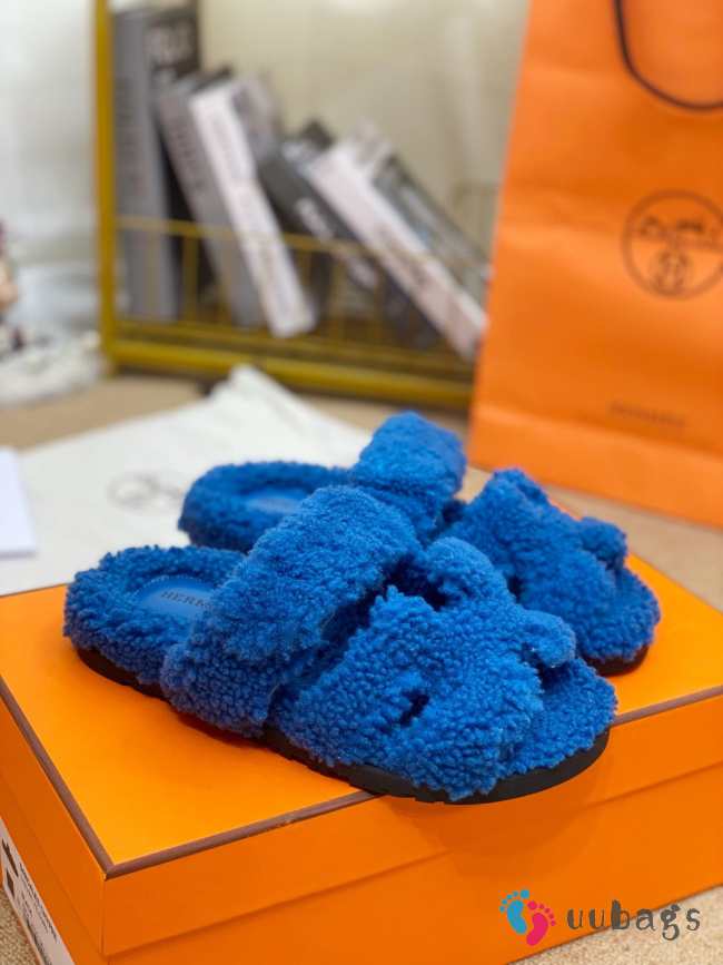 hermes woolskin slipper for winter blue 34-46 - 1