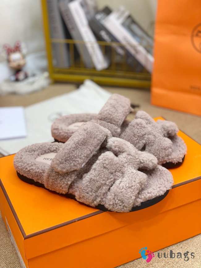 hermes woolskin slipper for winter brown 34-46 - 1