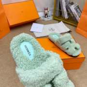 hermes woolskin slipper for winter smoke green 34-46 - 3