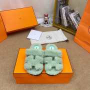 hermes woolskin slipper for winter smoke green 34-46 - 2