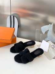 hermes woolskin slipper for winter low-heeled black 35-41 - 1