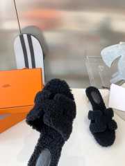 hermes woolskin slipper for winter low-heeled black 35-41 - 2